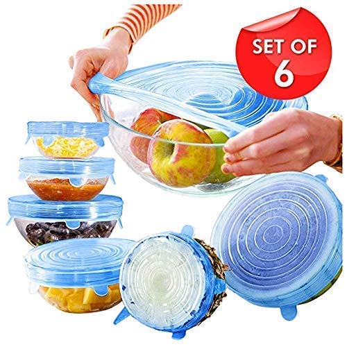 Silicone Stretch Lids Reusable Pack of 6