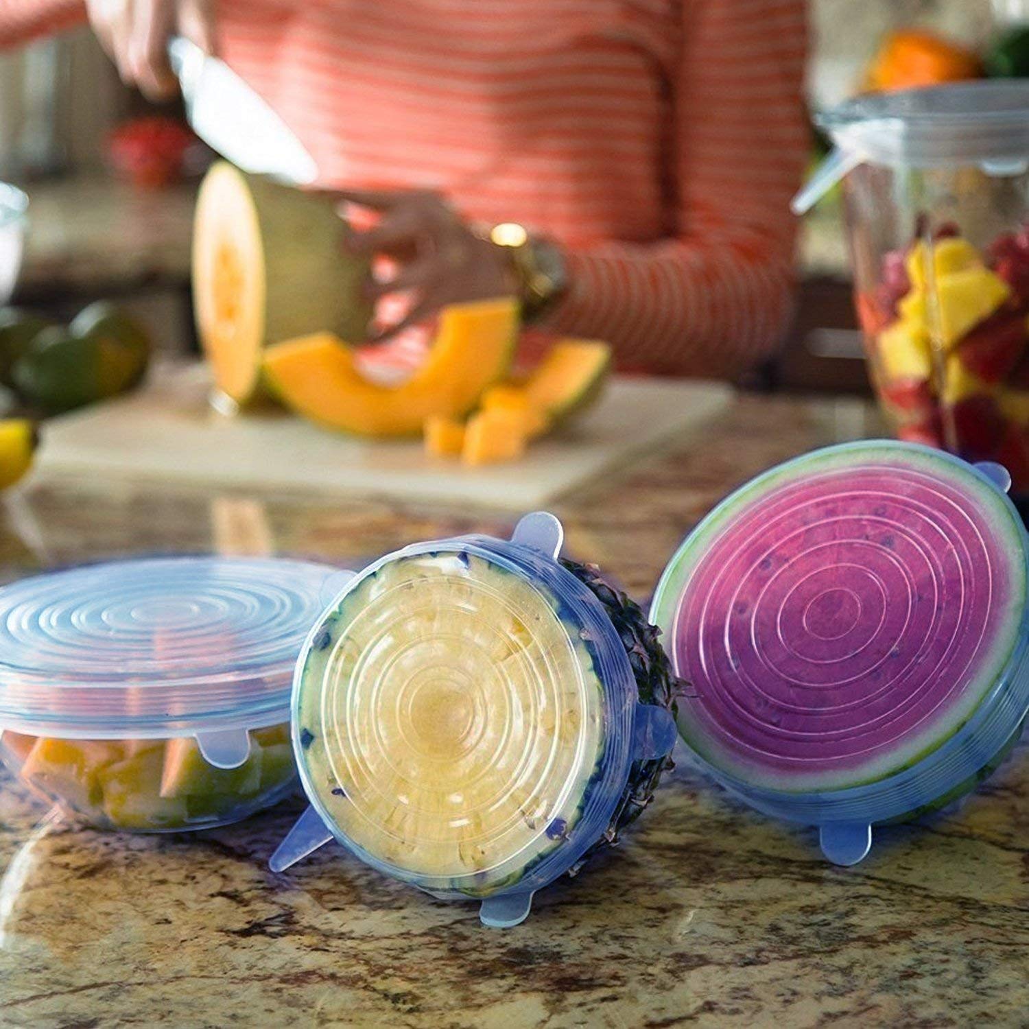Silicone Stretch Lids Reusable Pack of 6
