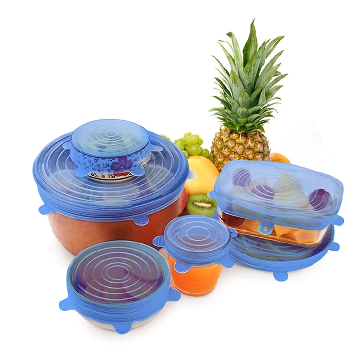 Silicone Stretch Lids Reusable Pack of 6